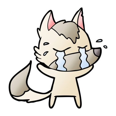 vektör çizim karikatür ağlayan kurt