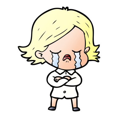 vektör çizim karikatür kız ağlıyor