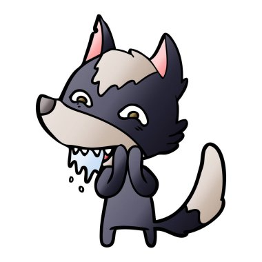 vektör çizim karikatür aç kurt