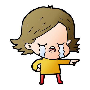 vektör çizim karikatür kız ağlıyor