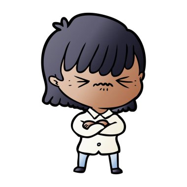 rahatsız çizgi film kız vektör çizim