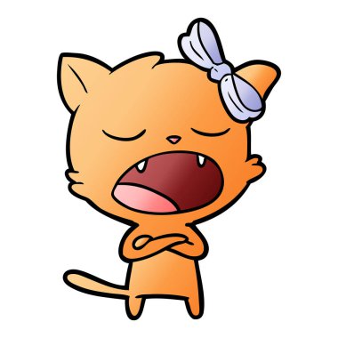 vektör çizim karikatür esneme kedi