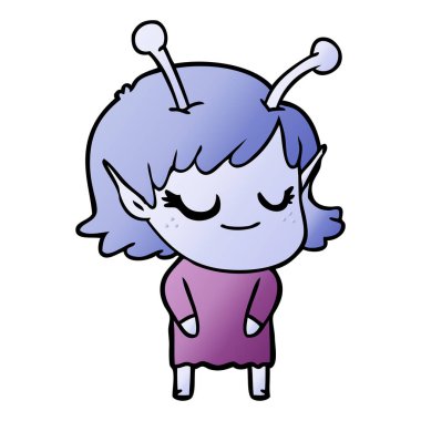 gülümseyen uzaylı kız çizgi film