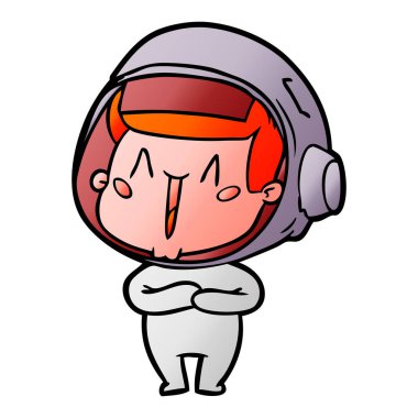 mutlu karikatür astronot vektör çizim