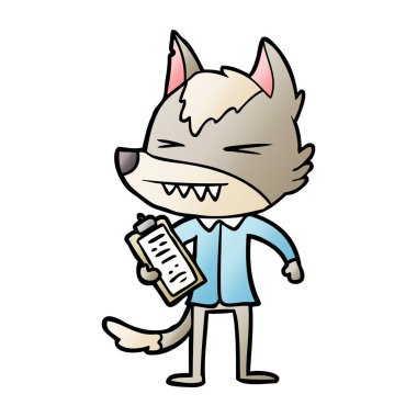 vektör çizim öfkeli wolf çizgi film