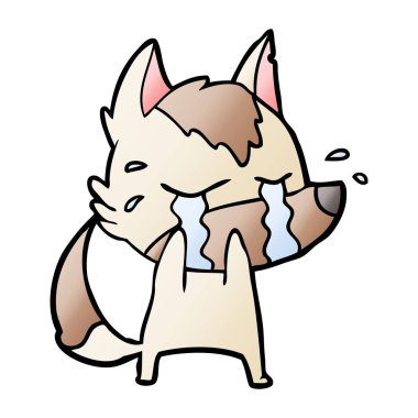 vektör çizim karikatür ağlayan kurt