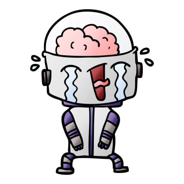 vektör çizim robot ağlıyor çizgi film