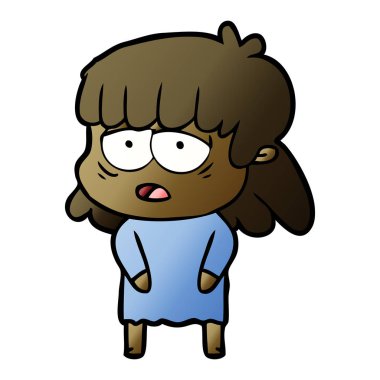 vektör çizim karikatür yorgun kadın