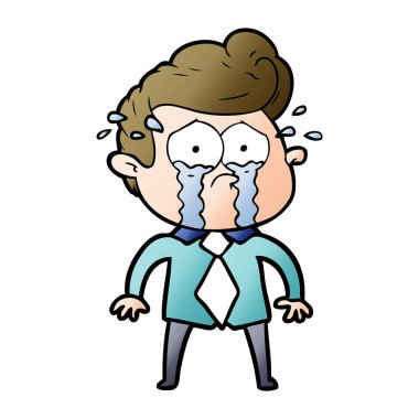 adam ağlıyor çizgi film vektör çizim