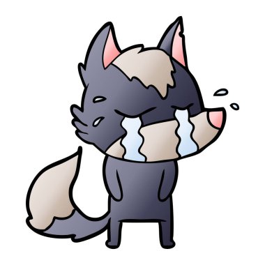 vektör çizim karikatür ağlayan kurt