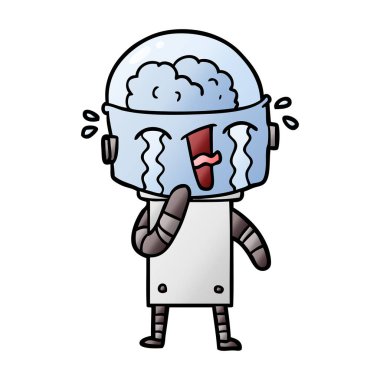 vektör çizim robot ağlıyor çizgi film