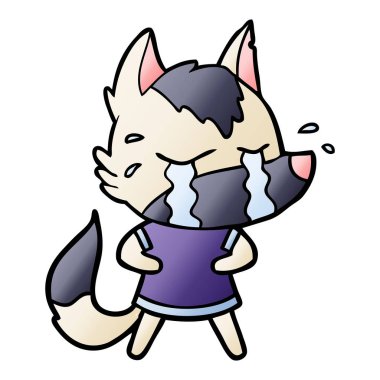 vektör çizim karikatür ağlayan kurt