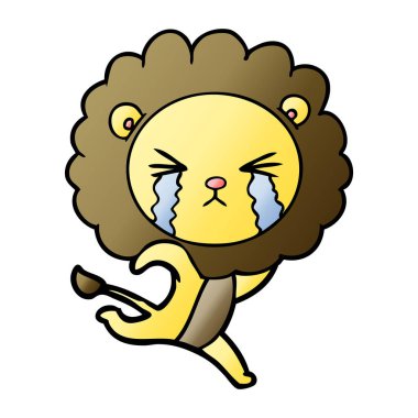 vektör çizim aslan ağlıyor çizgi film