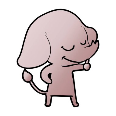 vektör çizim karikatür fil gülümseyen