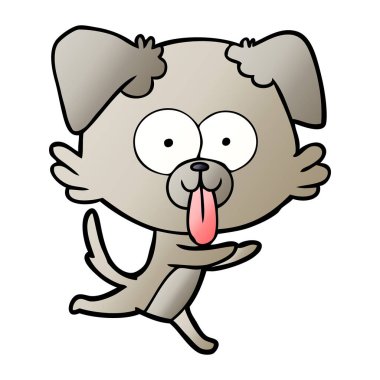 karikatür çalışan köpek yapışkanlık dışarı dil ile