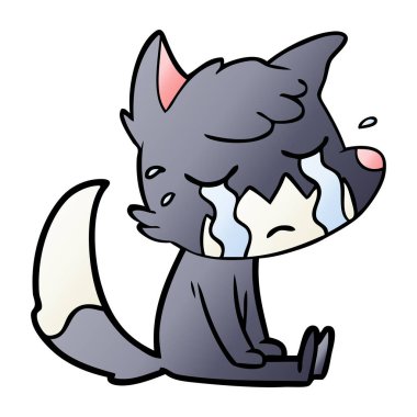 Tilki çizgi film ağlama vektör çizim