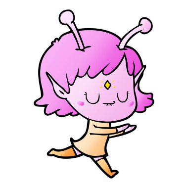 vektör çizim karikatür uzaylı kız