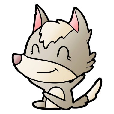 vektör çizim dostu karikatür kurt