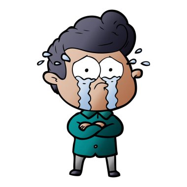 çapraz kolları olan ağlayan adam çizgi film