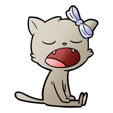 vektör çizim karikatür esneme kedi