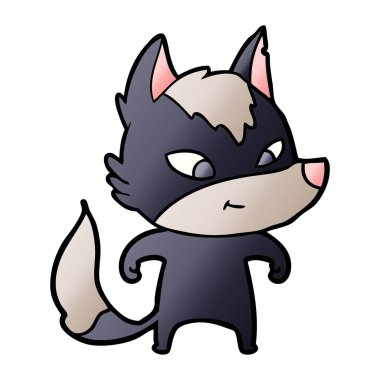 vektör çizim dostu karikatür kurt