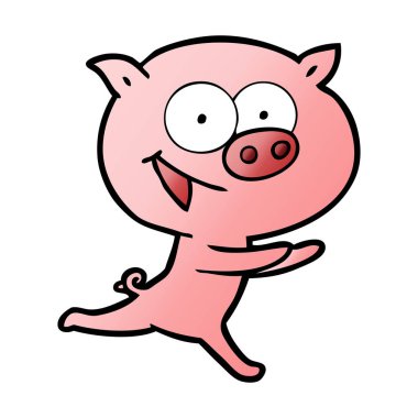 neşeli domuz karikatür vektör çizim