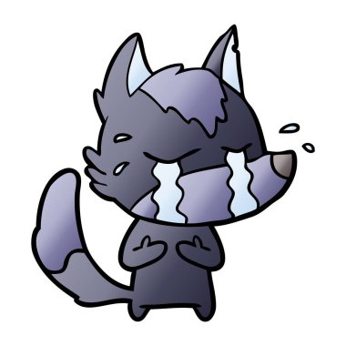 vektör çizim karikatür ağlayan kurt