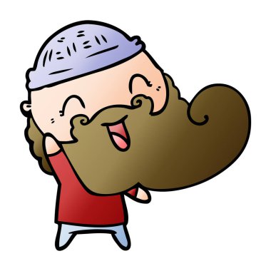 Sakal ve kış şapka ile mutlu adam