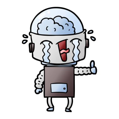 vektör çizim robot ağlıyor çizgi film