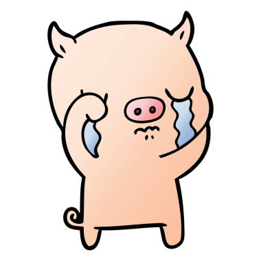 vektör çizim karikatür domuz ağlama