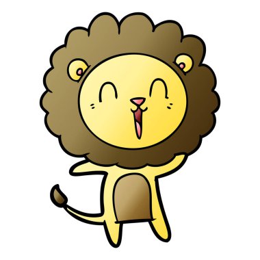 Aslan karikatür gülen vektör çizim