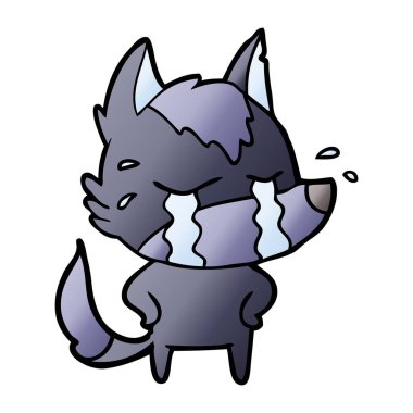 vektör çizim karikatür ağlayan kurt