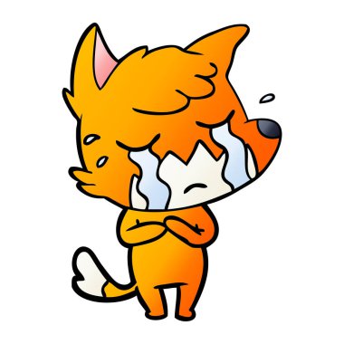 Tilki çizgi film ağlama vektör çizim