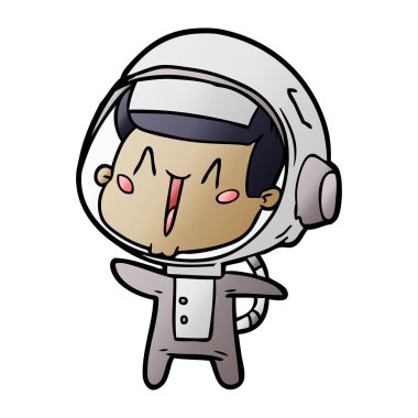 mutlu karikatür astronot vektör çizim