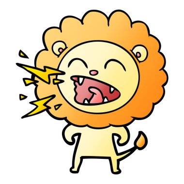 vektör çizim karikatür kükreyen aslan