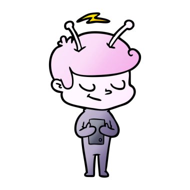 Dostu karikatür spaceman vektör çizim