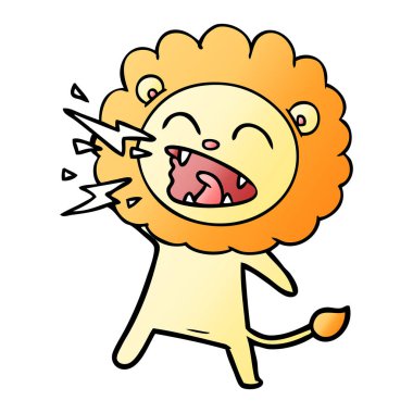vektör çizim karikatür kükreyen aslan