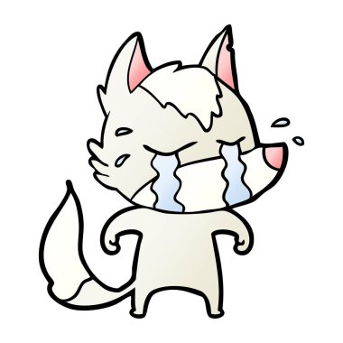 vektör çizim karikatür ağlayan kurt