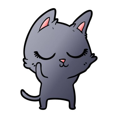Sakin karikatür kedi vektör çizim
