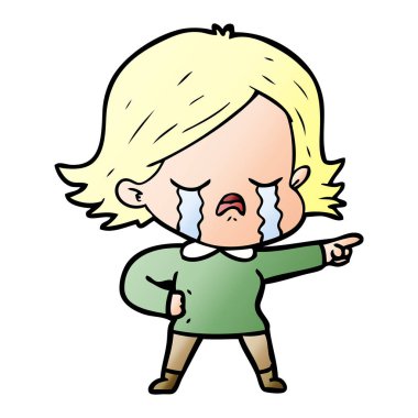 vektör çizim karikatür kız ağlıyor