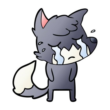 Tilki çizgi film ağlama vektör çizim