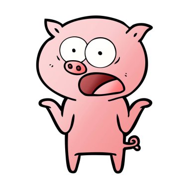 vektör çizim karikatür domuz bağırarak