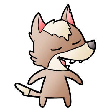 vektör çizim karikatür kurt gülen