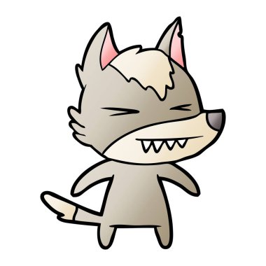 vektör çizim öfkeli wolf çizgi film