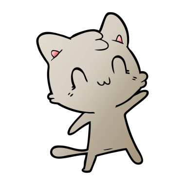 vektör çizim karikatür mutlu kedi