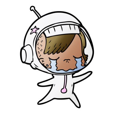 vektör çizim karikatür ağlayan astronot