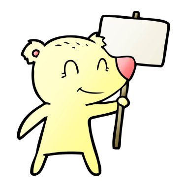 işaret tutan karikatür ayı