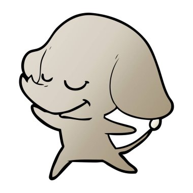 vektör çizim karikatür fil gülümseyen