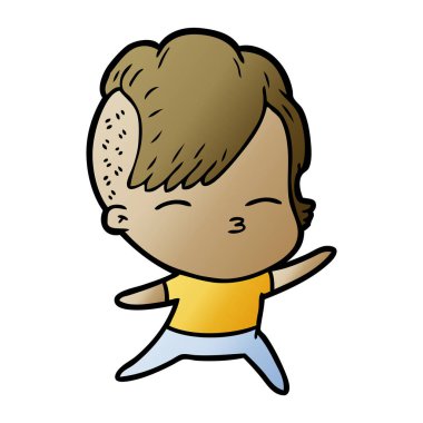 çizgi film kız gözlerini kısarak vektör çizim