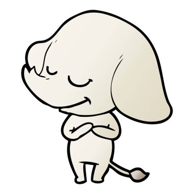 vektör çizim karikatür fil gülümseyen